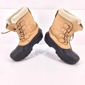 Sorel US Badger II Boots Beige Tan Leather Brown Rubber Winter Lined Size 8